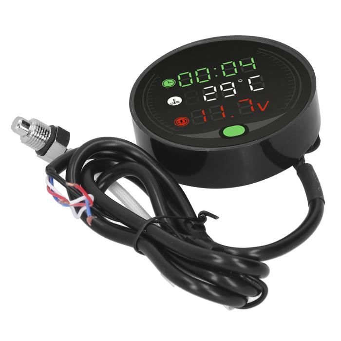 Compteur LCD 4 Fonctions Pour Moto - Température Huile, Tension, Heure, Vitesse - Écran Bleu 4 Pouces - M14x1,25