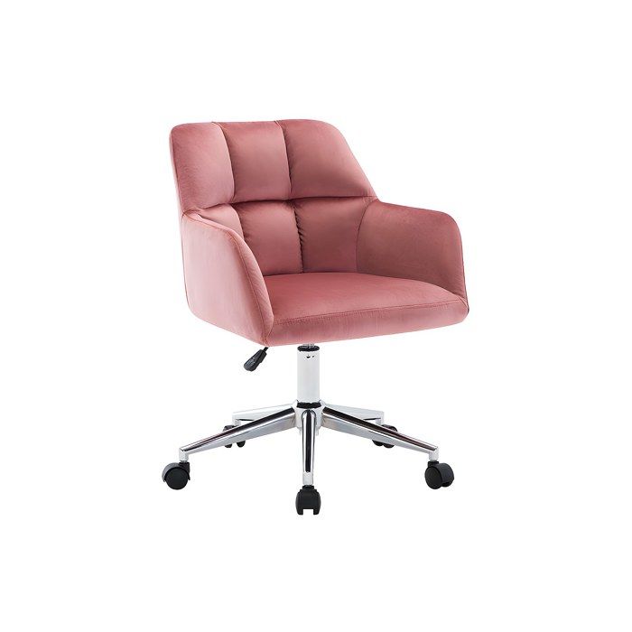 Chaise de bureau - Velours - Rose - Hauteur réglable - PEGA