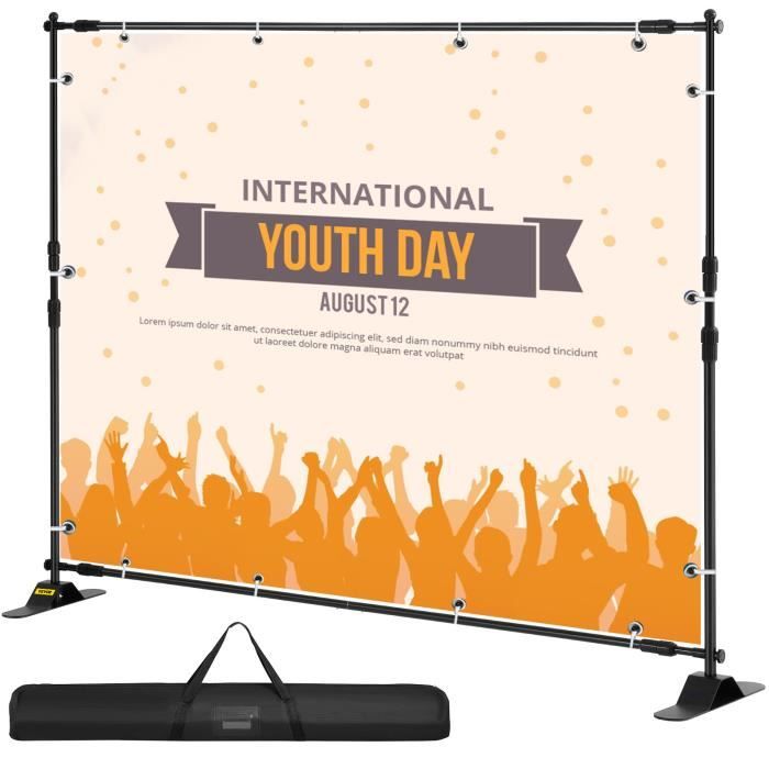 Support de Fond pour Studio Photo - VEVOR - 3m x 2,4m - Réglable Professionnel avec Sac de Transport