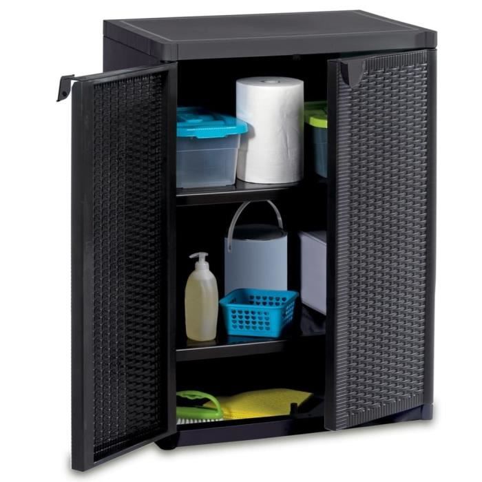 Armoire de rangement - VIDAXL - 65x45x88 cm - Noir - 100% PP - 3 étagères