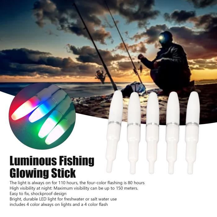 Bâton lumineux électronique pour pêche de nuit, 5 pièces/lot, Clip