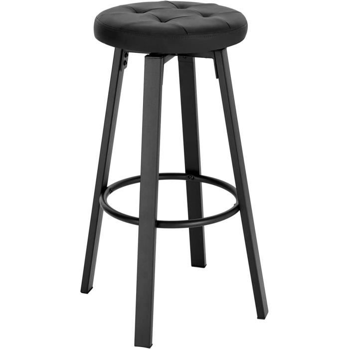 WOLTU Tabouret de Bar avec Siège Similicuir Pivotant Pieds en Métal avec Repose-Pieds Charge 120kg Anthracite BH330an-1