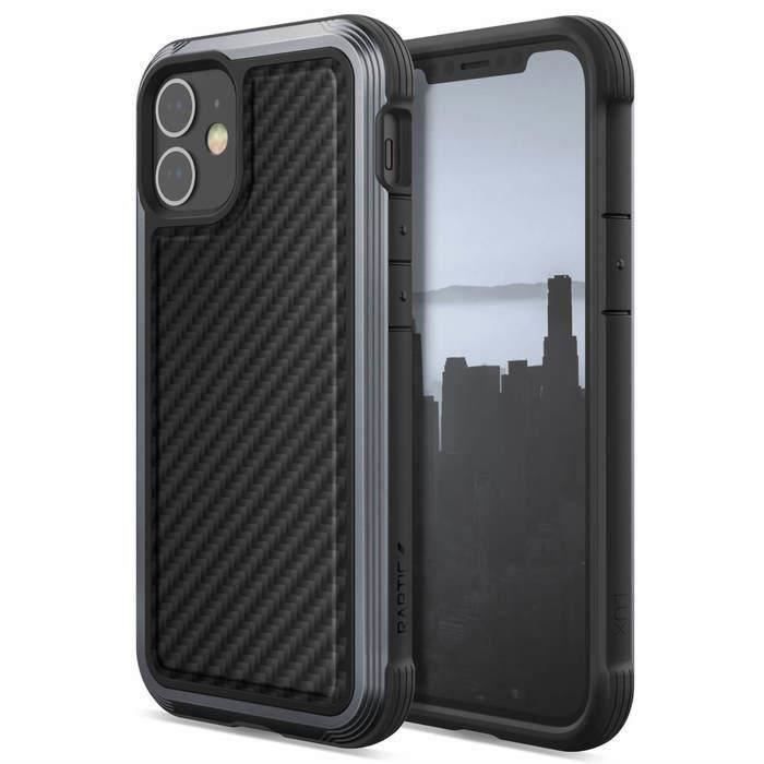 RAPTIC Coque lux fibre de carbone noir pour iphone 12 mini