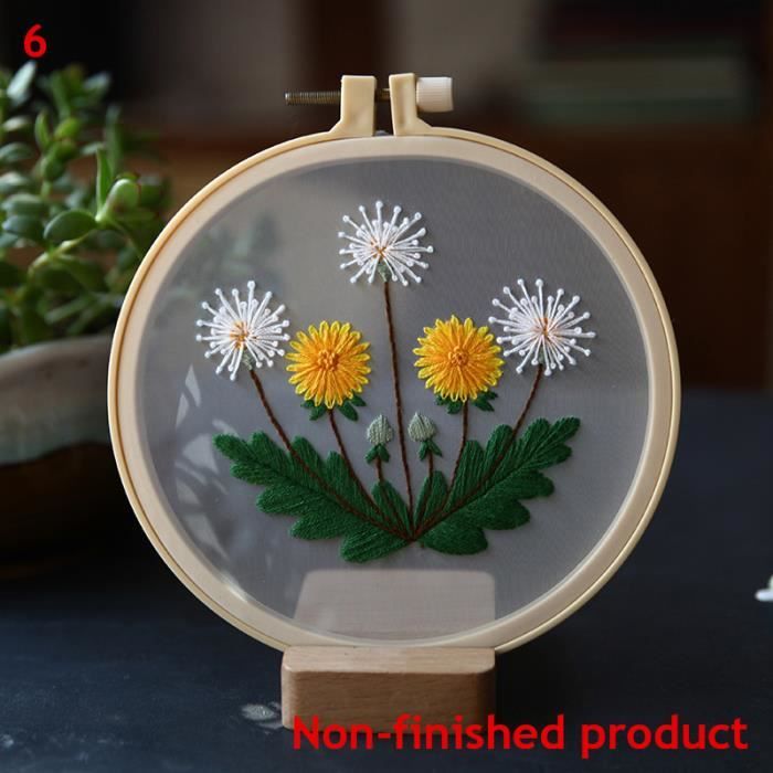 UXORSN Lot de 4 Kit de Broderie Fleurs DIY Point de Croix Broderie Kit Broderie Débutant