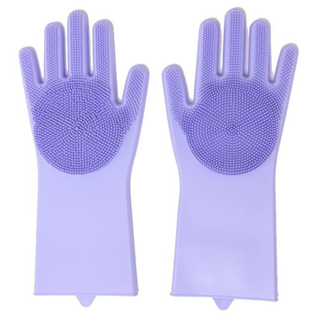 Gants De Ménage En Silicone - Avec Brosse Intégrée - Réutilisables, écologiques - Pour Vaisselle, Salle De Bain, Voiture