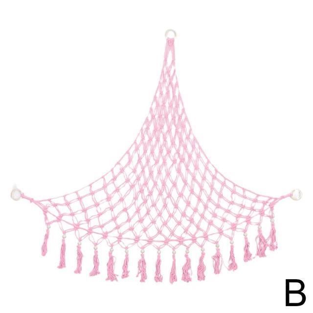 Hamac En Macramé Peluche Beige – Jouet Suspendu Bohème Pour Chat/Chien, Rangement Peluches, Décoration Naturelle