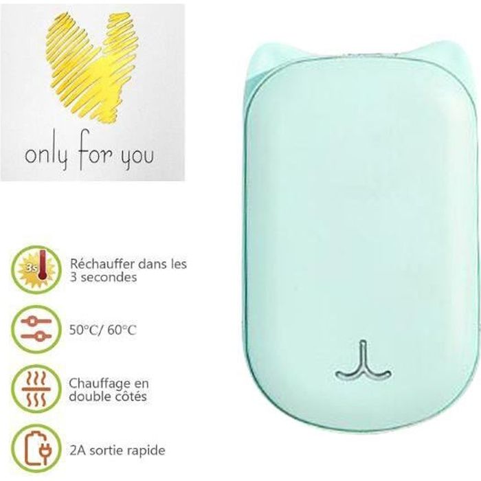 Chauffe mains /électrique USB Rechargeable Double face Stockage de la chaleur Affichage num/érique de la temp/érature Thermostat /à trois vitesses Grande capacit/é de 10000 mAh Allumage Cadeau pour femme