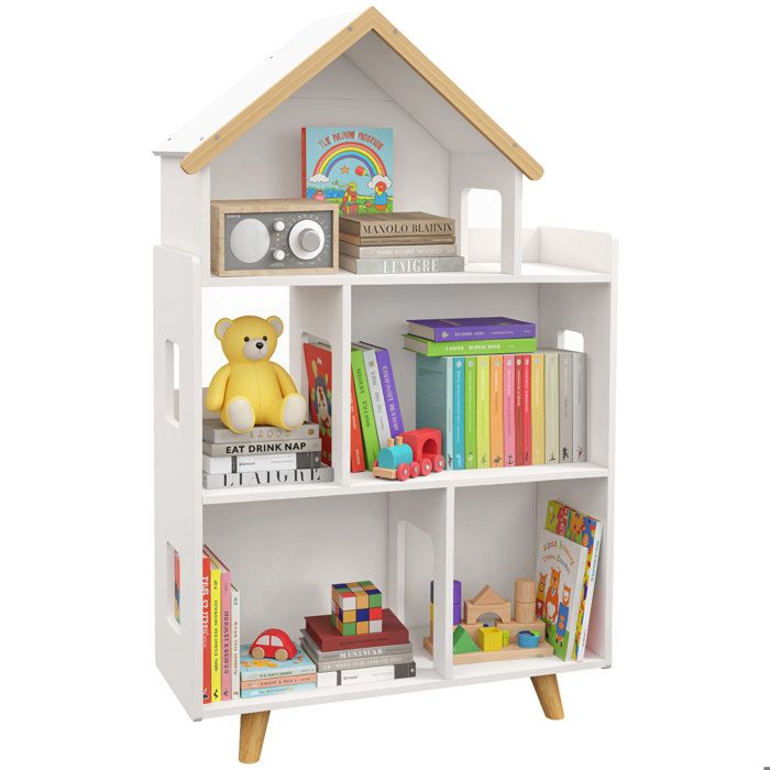 ZONEKIZ - Étagère de rangement pour enfant - Bois - 65x25x108.5cm - Blanc
