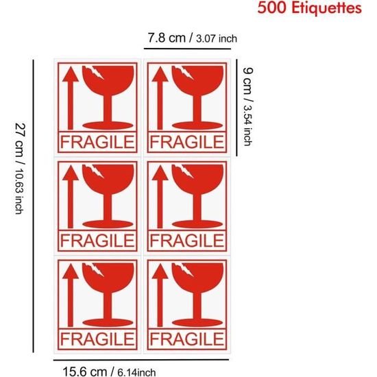 BASA Fragile Autocollants, étiquette Fragile, étiquettes adhésives avec  inscription fragile (Lot de 500 A359 - Cdiscount Beaux-Arts et Loisirs  créatifs