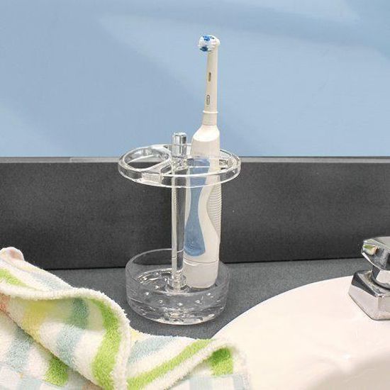 iDesign Eva Porte Brosse A dent, Grand Support Brosse A dent en Plastique, Transparent, 3.75 x 3.75 x 5.75