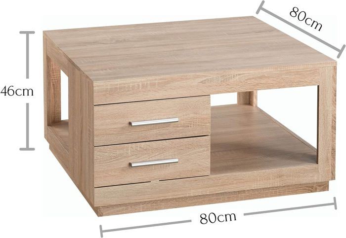 Stella Trading Festival Basse avec Deux tiroirs Table d'appoint spacieuse avec étagère pour Votre Salon, Chêne San Remo, 80 x 46 x 80 cm Stella Trading Festival Basse avec Deux tiroirs Table d'appoint spacieuse avec étagère pour Votre Salon, Chêne San Remo, 80 x 46 x 80 cm