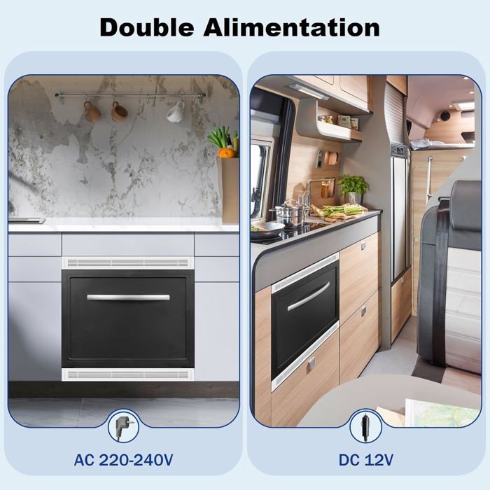 Réfrigérateur Compact Camping-car Smad DSX-50B2E-D 42L 12V/220V Noir Tiroir 2 Compartiments