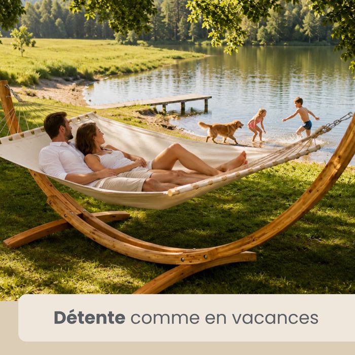 AMANKA - Hamac Double Avec Support - Structure Métal 120 Kg, Pour Jardin Ou Intérieur