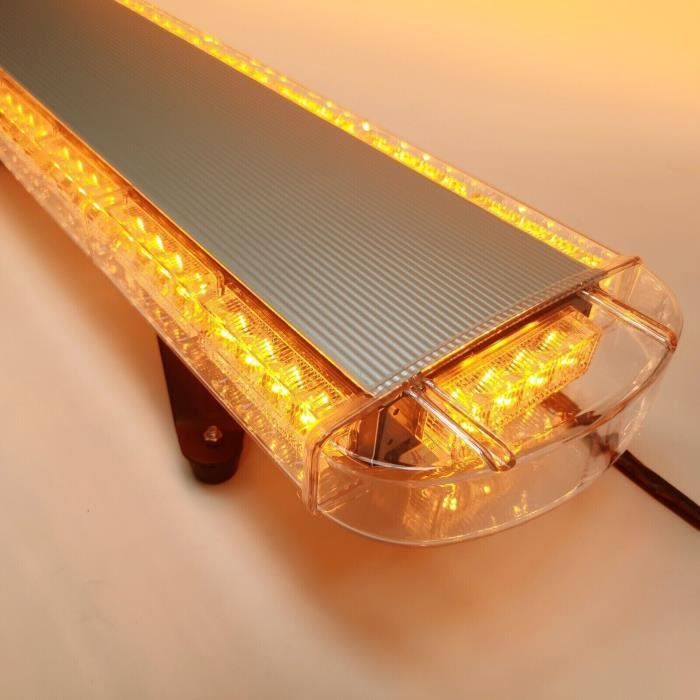 Barre Lumineuse LED Clignotante Stroboscopique 30 LED Ambre 12-24V Avec Supports Magnétiques - Sécurité Toit Voiture Camion