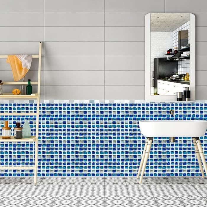 Carrelage Adhésif Metro Blanc - 10 Plaques 30,5x30,5cm - Épaisseur 2,5mm - Crédence Cuisine Ou Salle De Bain