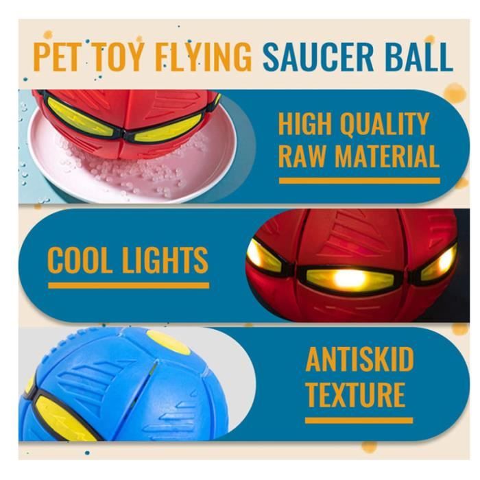 Balle Rebondissante Magique 2 En 1 – Soucoupe Volante Lumineuse LED Pour Enfant Et Chien – Jouet Interactif Transformable 14 Cm