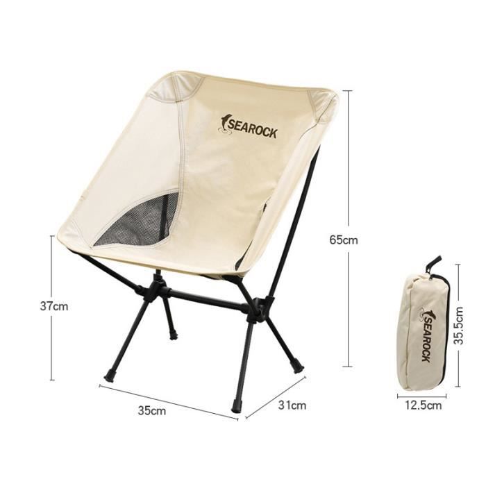 Chaise Pliante Camping - Léger, Dossier, Compacte - Pour Pêche, Randonnée, Pique-nique - Avec Sac De Rangement