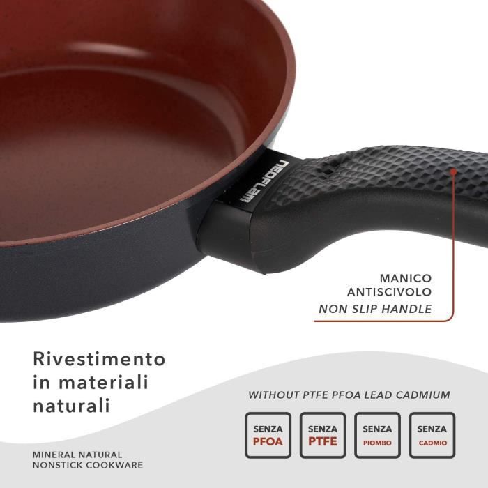 Poêle Antiadhésive 20 Cm, Poêle À Induction Ou Flamme, Revêtement Naturel À 5 Couches Très