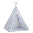 INGSHOP© Tente tipi pour enfants avec sac Polyester Gris 115x115x160 cm-2
