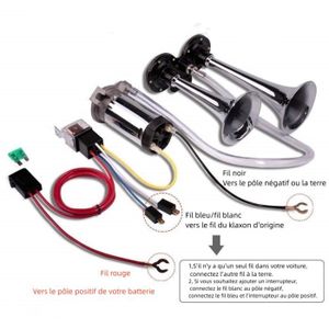 Klaxon électrique 12V 150 DB – 4 Trompettes – Étanche – Pour Camion, Voiture, Bateau – Installation Facile – Alimentation 12-24V