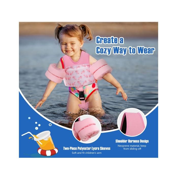 MoKo Brassard de natation pour les bras pour enfants 9 13 18 23kg, Gilet de natation pour tout petits mignon avec ailes de natation en dessin animé