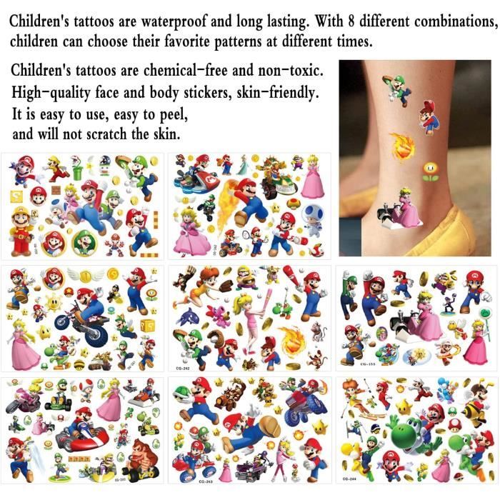 8 feuilles de tatouage Lilo & Stitch pour enfants, autocollants de
