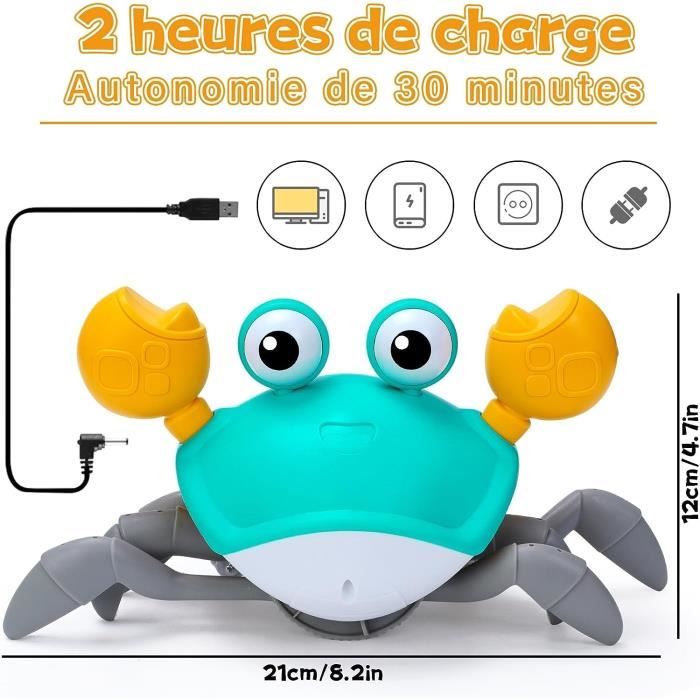 Jouet Musical de Crabe Qui Marche pour Enfant,Jouet Crabe Rampant sensoriel  pour Bébé Interactif Électronique Cadeaux - Orange - Cdiscount