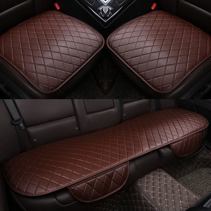 Housse de siège de voiture universelle en cuir PU, intérieur de voiture,  protection de coussin avant a 3 piece brown - Cdiscount Auto
