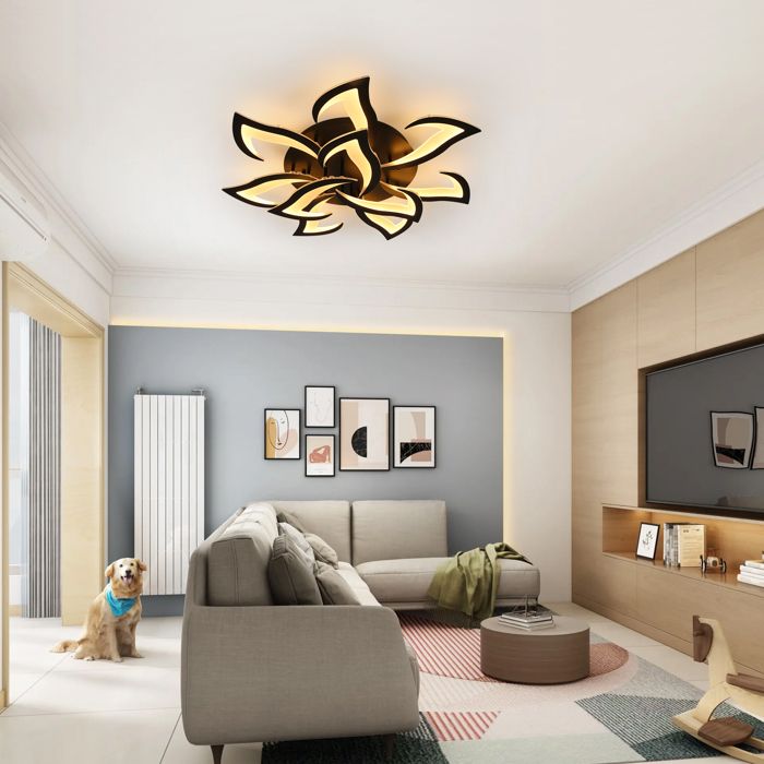 Plafonnier LED Moderne pour Salon Chambre - Dimmable - 84W Lustres  Acrylique Noir - Dia.82 cm - Cdiscount Maison