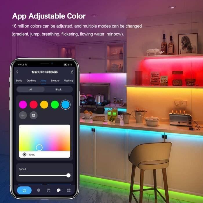 Néon LED multi couleurs contrôlable par smartphone pour éclairage