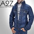Homme Veste Mode Denim Veste Jean Bleu Foncé Manches Longues Manteau Pour Hommes S-M-L-XL-XXL-3