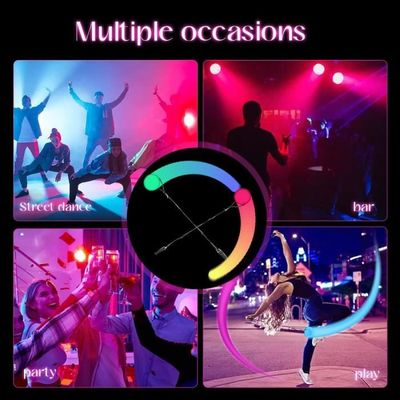 Lot De 2 Balles De Jonglage Lumineuses LED – 9 Modes Arc-en-ciel Et Stroboscope – Cordon Réglable – Pour Fête, Danse Et Extérieur