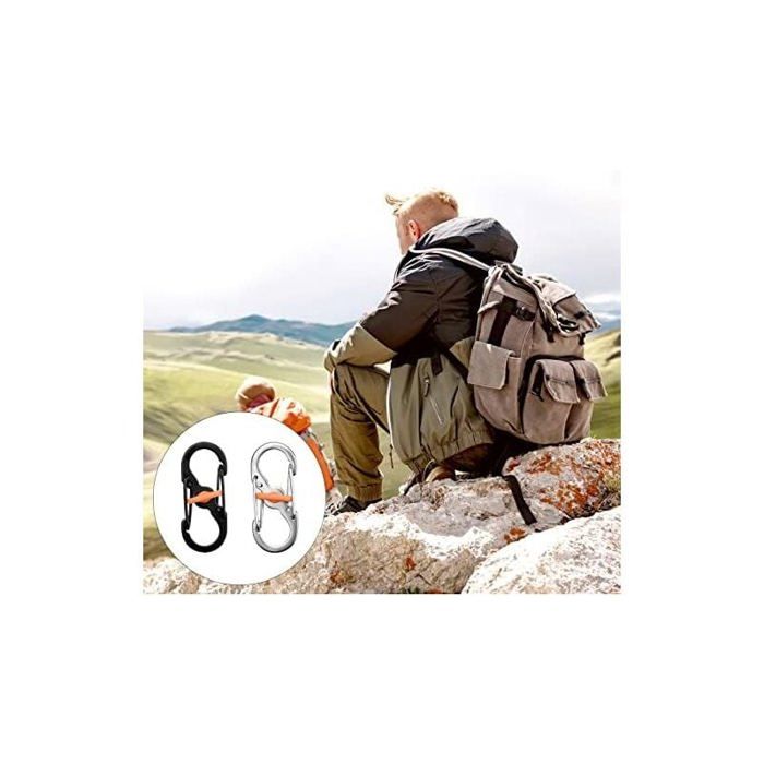 2 Pièces Mousqueton Noir,Porte Clé Mousqueton,Carabiner,avec