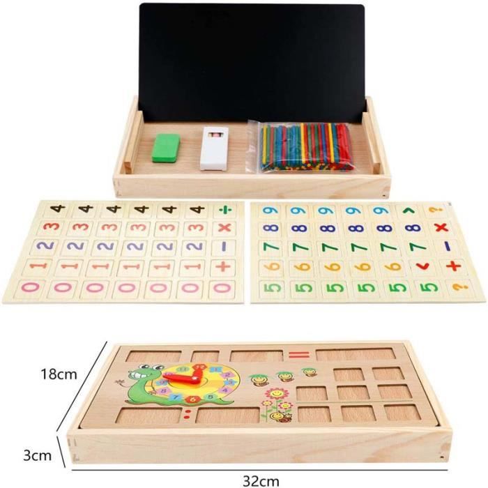Tableau Mathématique Montessori En Bois Natureich - Apprendre à Compter, Addition, Soustraction, Multiplication Dès 3 Ans