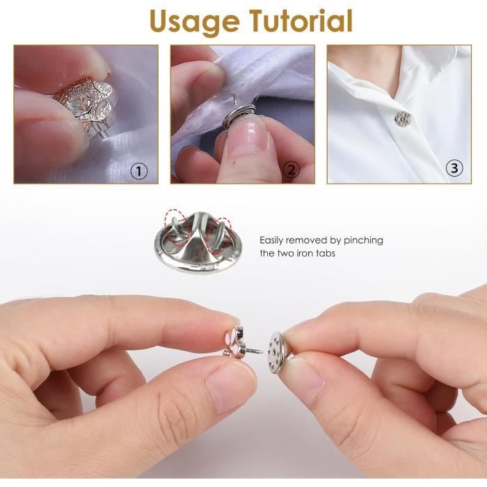 60 Broches Boutons Invisibles - Fermeture Sécurité Vêtements Femmes Pour Chemises Jeans