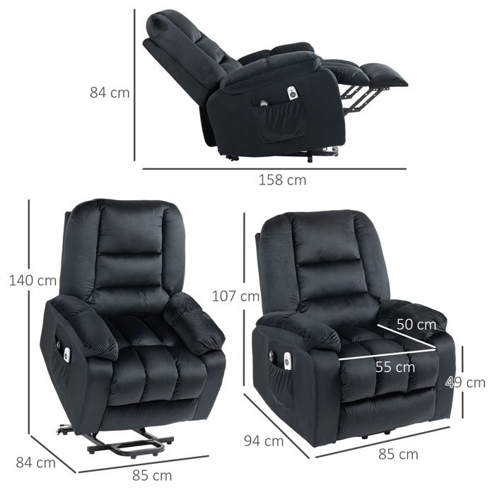 Fauteuil Inclinable Manuel HOMCOM Avec Points De Massage Aux Vibrations