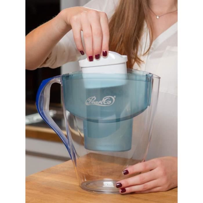 PearlCo Astra Carafe Filtrante 3L - Blanche Avec 1 Cartouche Unimax Incluse - Compatible Brita Maxtra