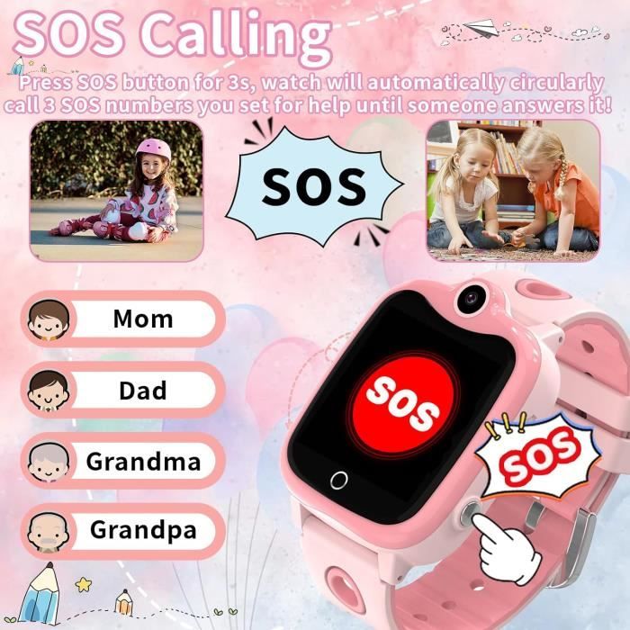 Montre Connectée Enfant 4G Kaacly Avec GPS, Appel Vidéo, SOS Et Mode Classe - Idéale Pour Filles Et Garçons