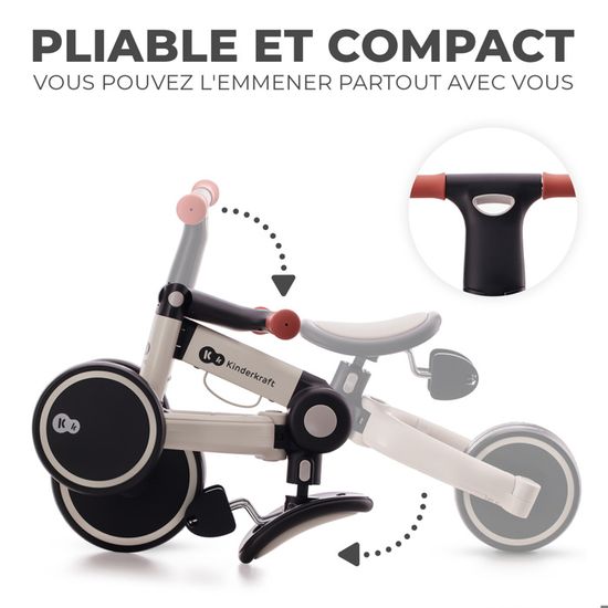 Tricycle Évolutif Kinderkraft 4TRIKE 3en1 - 12 Mois à 5 Ans - Pliable