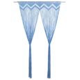\185683\ Rideau et voilage Pour Salon Chambre | Rideau en macramé Bleu 140x240 cm Coton Meuble d'excellent-0