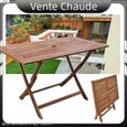 Table de jardin pliable - CHAUD YNF - Bois d'acacia massif - Marron-0