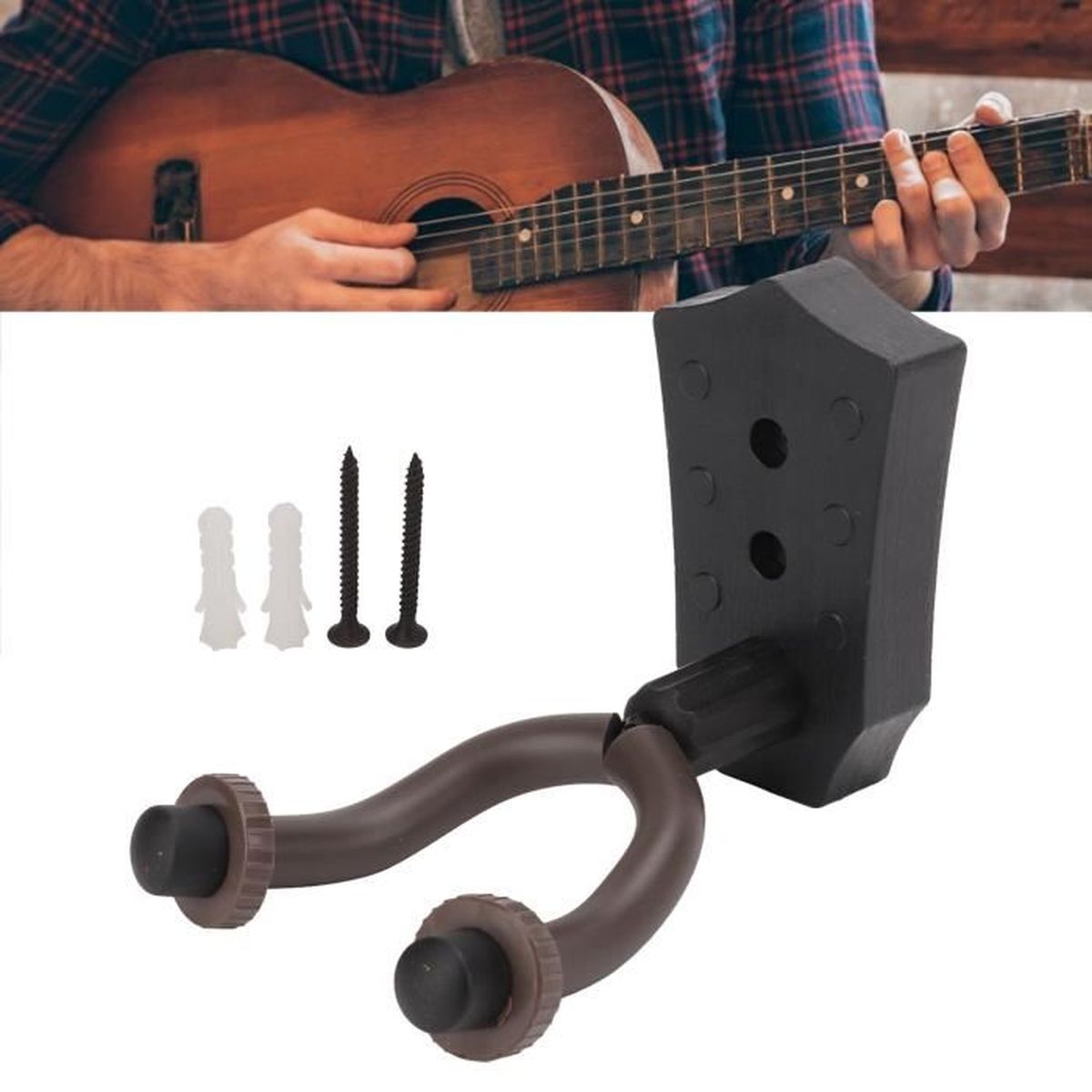 Support Mural Guitare Donner – Accroche Auto-Verrouillante Noire, Protège & Économise De L'Espace !