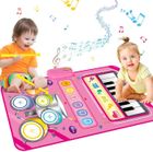 PIMPIMSKY Tapis Musical Tapis De Piano Pour Bébé, Jouet Musical 2 En 1 Pour Piano Et Batterie De Jazz Avec 2 Bâtons, Jouets éducatifs