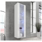 DESIGN AMEUBLEMENT Armoire Murale Vitrine LED | 40 x 170 x 29cm | Blanc Finition brillante | 4 compartiments 4 vitrines | Rangement | NORA V5