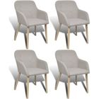 vidaXL 4 pcs Chaises de salle à manger Beige Tissu et chêne massif