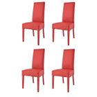 T M C S Tommychairs - Set 4 chaises cuisine LUISA, structure en bois de hêtre en rouge, assise et dossier en cuir artificiel rouge