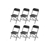 Chaises de réception pliantes – 6 chaises d'appoint en plastique et métal, noir