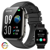 Blackview Montre Connectée Homme, Smartwatch Sport avec Appel Bluetooth Sommeil Podomètre Boussole 800mAh 1.96" AMOLED Écran Noir