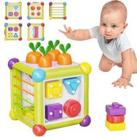 Jouet de Cube d'activité Bébé - Eveil Jouets - Blocs de Tri des Formes - Blanc - 18 mois