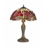 Lampe de table Tiffany Clio 2 Ampoules Violet/Rose 40,5 Cm